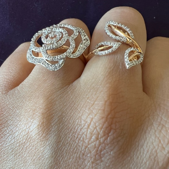 18KT ROSE GOLD TWO FINGER COCKTAIL RING - Picture 3 of 5